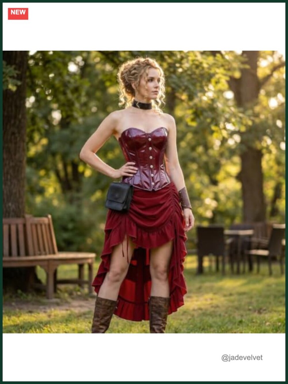 Victorian Steampunk High Low Ruffle Skirt Adjustable Drawstring Renaissance - Picture 2 of 6
